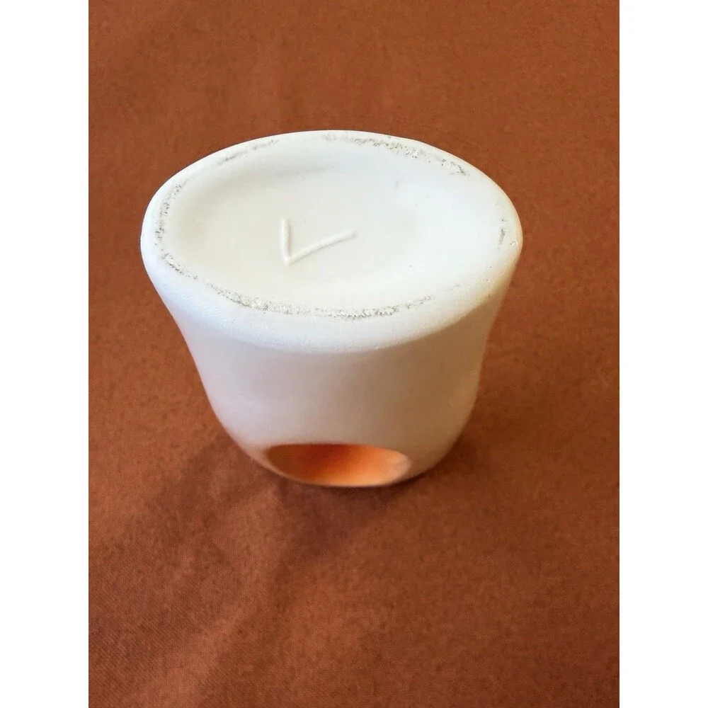 Gorgeous Modern White & Orange Peakaboo Vase small chip/hairline crack-see photo